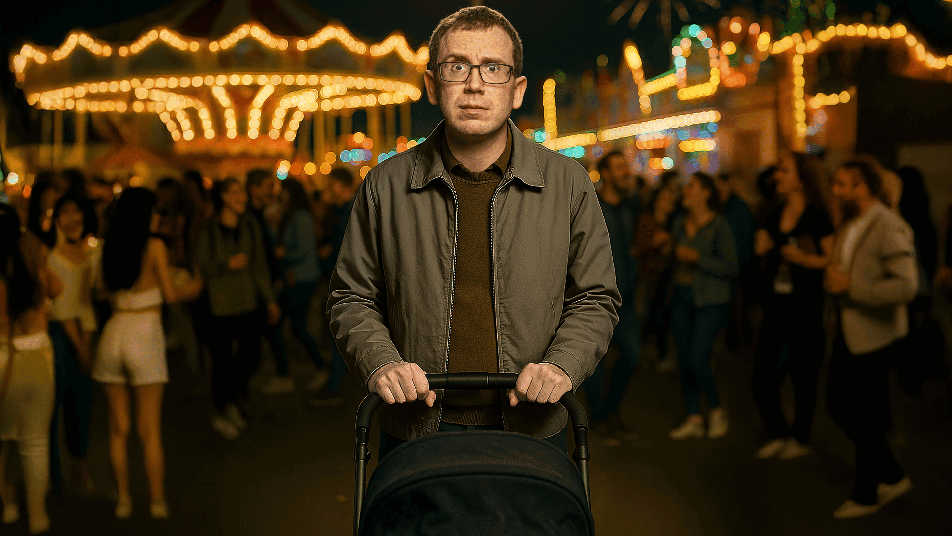 Chris Verlaan achter een kinderwagen