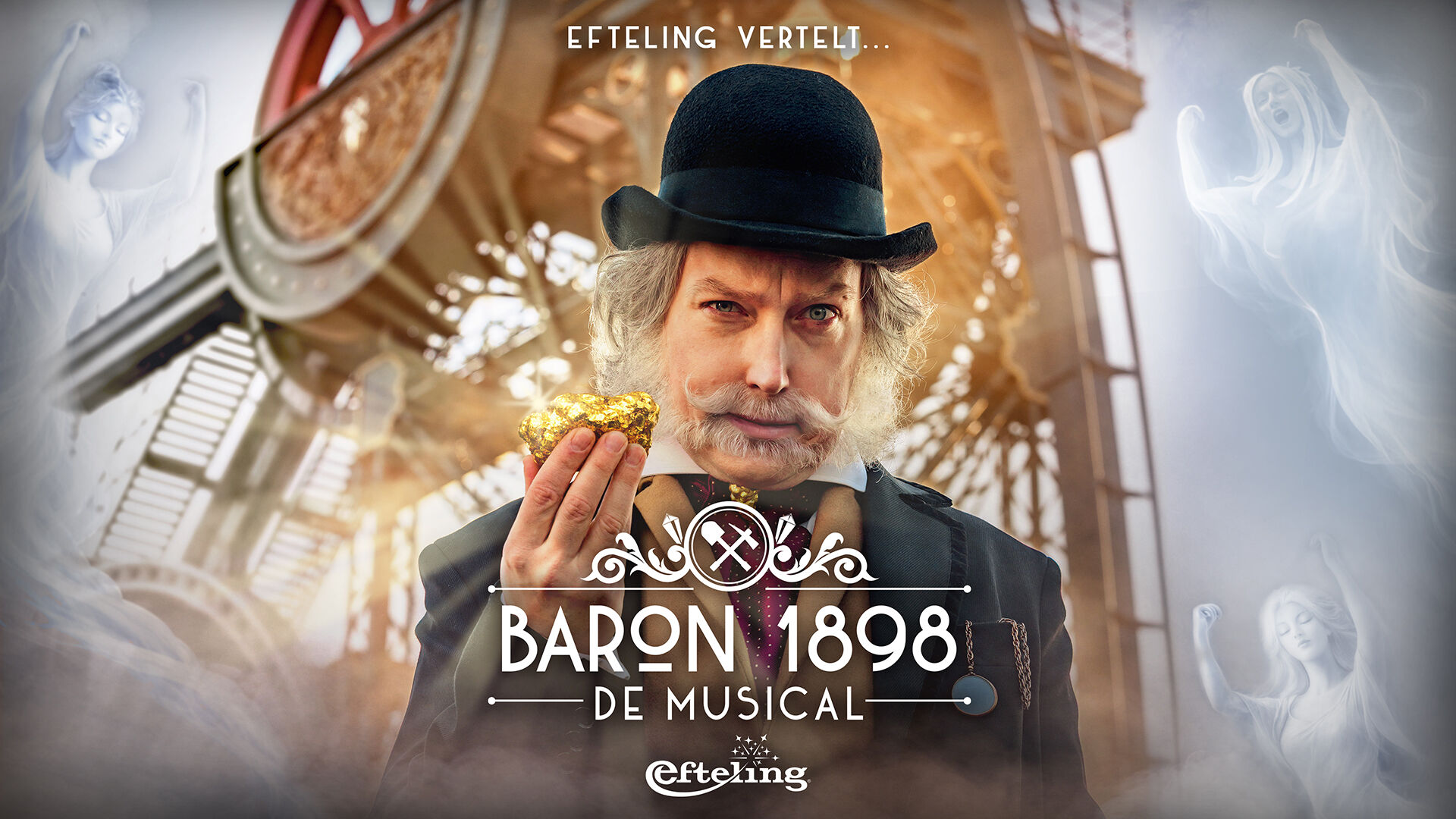 baron staat met goud in zijn hand voor de baron 1898