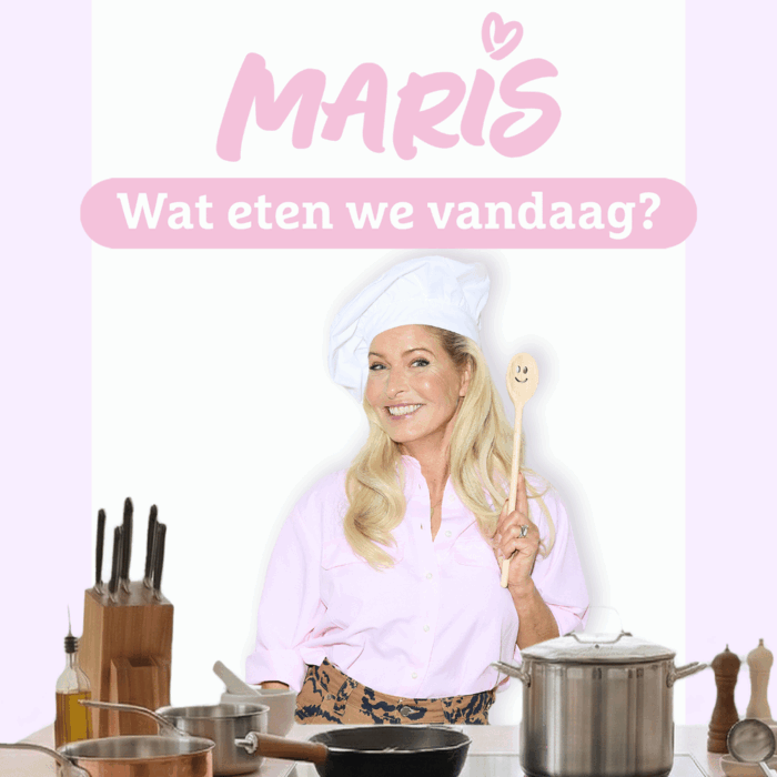Mariska Bauer, wat eten we vandaag? Roze blouse en koksmuts